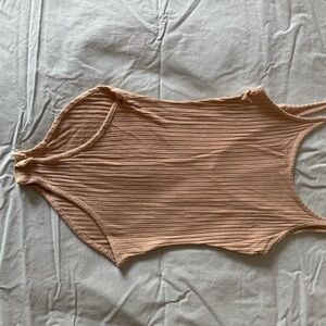 Urban Outfitters Ribbed Beige Bodysuit